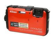 Nikon Coolpix AW100 Orange 16 MP Waterproof Shockproof 28mm Wide Angle Digital Camera