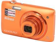 Nikon COOLPIX S3500 26381 Orange 20.1 MP 26mm Wide Angle Digital Camera