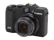 Canon PowerShot G15 6350B001 Black Approx. 12.1 MP 28mm Wide Angle Digital Camera HDTV Output