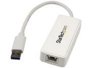 StarTech USB31000SPTW USB 3.0 Gigabit Ethernet Adapter NIC w USB Port White