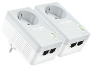TP LINK TL PA4020PKIT AV500 2 Port Powerline Adapter with AC Pass Through Starter Kit Up to 500Mbps