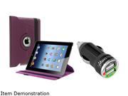 INSTEN Purple 360 degree Swivel Leather Case For Apple iPad 2 3 4 Model 2048807