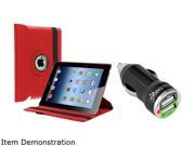 INSTEN Red 360 Swivel PU Leather Case for Apple iPad 2 iPad iPad 3 iPad 4 Retina Model 2048806
