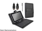 Insten 1901817 Flip Leather Case with Keyboard and Stylus for 7-inch Tablet , Black