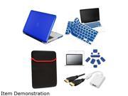 Insten Dark Blue Case + Film + HDMI Cable + MiniDP Adapter + KB Cover + Plug Cup For Macbook Pro 13.3