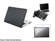 Insten Black Snap-in Rubber case + Black Keyboard skin Shield + Clear Screen Protector for Apple MacBook Pro 13-inch 1042347