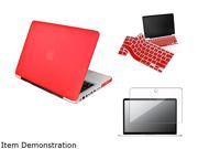 Insten Red Snap-in Case + Clear Screen Protector + Red Silicone Keyboard Skin Shield for Apple MacBook Pro 13 inch 1042350