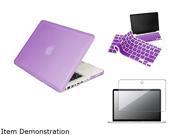Insten Purple Snap-in Case + Clear Screen Protector + Purple Silicone Keyboard Skin Shield for Apple MacBook Pro 13 inch 1042351