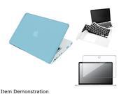 Insten Light Blue Snap-in Rubber Case with Clear Screen Protector and Keyboard Full Skin Shield for Apple MacBook Pro 13 inch 1042354