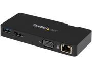StarTech Black USB3SMDOCKHV Universal USB 3.0 Laptop Mini Docking Station w HDMI or VGA Gigabit Ethernet USB 3.0