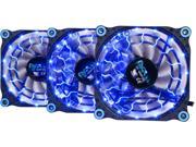 APEVIA 312L DBL Blue LED 4pin 3pin Case Fan w 15x Anti Vibration Rubber Pads 3 in 1 pack Retail