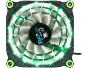 APEVIA 12L DGN Green LED 4pin 3pin Case Fan w 15x lights Anti Vibration Rubber Pads Retail