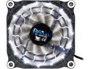 APEVIA 12L DWH White LED 4pin 3pin Case Fan w 15x Anti Vibration Rubber Pads Retail