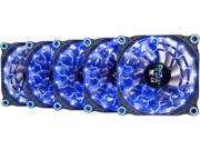 APEVIA 512L DBL Blue LED 4pin 3pin Case Fan w 15x Anti Vibration Rubber Pads 5 in 1 pack Retail