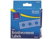 Avery 05722 Hole Reinforcements 1 4 Diameter Clear 1000 Pack