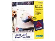 Avery 73803 Quick Top Side Loading Sheet Protectors Letter Non Glare 50 Box