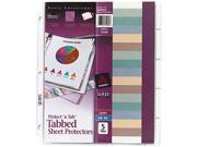 Avery 74160 Protect n Tab Top Load Clear Sheet Protectors w Five Tabs Letter