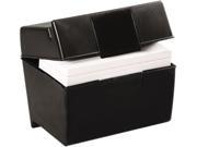 Oxford 01461 Plastic Index Card Flip Top File Box Holds 400 4 x 6 Cards Matte Black