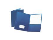 Oxford 57502 Twin Pocket Portfolio Embossed Leather Grain Paper Blue
