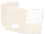 Oxford 57504 Twin Pocket Portfolio Embossed Leather Grain Paper White