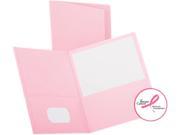 Oxford 57568 Twin Pocket Portfolio Embossed Leather Grain Paper Pink