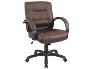 Strada Series Mid Back Swivel Tilt Chair w Brown Top Grain Leather Upholstery