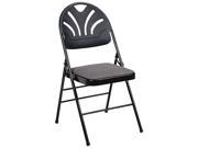 Bridgeport 36 875KNB4 Fabric Padded Seat Molded Fan Back Folding Chair Kinnear Black 4 Carton