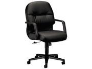 HON 2092SR11T Leather 2090 Pillow Soft Series Managerial Mid Back Swivel Tilt Chair Black