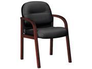 HON 2194NSR11 2190 Pillow Soft Wood Series Guest Arm Chair Mahogany Black Leather