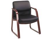 HON 2903NEE11 2900 Series Guest Chair w Wood Arms Black Vinyl Mahogany Finish
