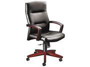 HON 5001NSS11 5000 Series Executive High Back Swivel Tilt Chair Black Leather Mahogany