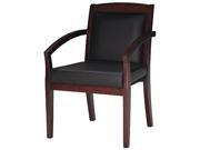 Mayline VSCABMAH Mercado Series Wood Guest Chair Mahogany Black Leather