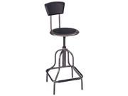 Safco 6664 Diesel Industrial Stool w Back High Base Black Leather Seat Back Pad
