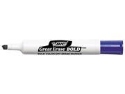 BIC DEC11 BE Great Erase Bold Dry Erase Markers Chisel Tip Blue Dozen