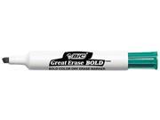 BIC DEC11 GN Great Erase Bold Dry Erase Markers Chisel Tip Green Dozen