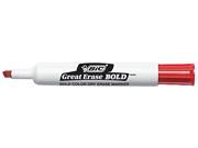 BIC DEC11 RD Great Erase Bold Dry Erase Markers Chisel Tip Red Dozen