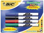 BIC DECFP41 ASST Great Erase Bold Pocket Style Dry Erase Markers Fine Assorted 4 Pack