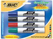 BIC DECP41 ASST Great Erase Bold Dry Erase Markers Chisel Tip Assorted 4 Set
