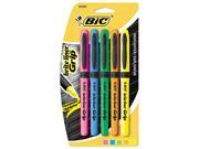 BIC GBLP51 ASST Brite Liner Grip Highlighter Chisel Tip Fluorescent Colors 5 Set