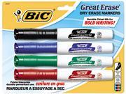 BIC GDEMP41 ASST Great Erase Grip XL Dry Erase Markers Chisel Assorted 4 Set