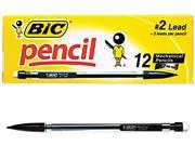 BIC MP11 Mechanical Pencil HB 2 0.70 mm Clear Barrel Refillable Dozen