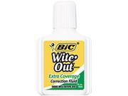 BIC WOFEC12WE Wite Out Extra Coverage Correction Fluid 20 ml Bottle White 12 Pack