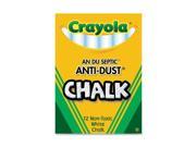 Crayola 50 1402 Nontoxic Anti Dust Chalk White 12 Sticks Box