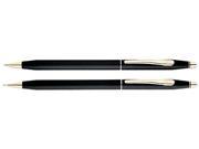 Cross 250105 Classic Century Ballpoint Pen Pencil Set Black 23 Kt. Gold Accents