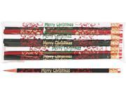 Moon Products 7921B Decorated Wd Pencil Merry Christmas 2 BLK GN RD WE Brl Dozen