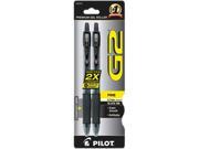 Pilot 31031 G2 Gel Roller Ball Pen Retractable Black Ink 0.7mm Fine 2 per Pack