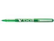 Pilot 35209 VBall Roller Ball Stick Pen Liquid Ink Green Ink Extra Fine Dozen