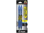 Pilot 31032 G2 Gel Roller Ball Pen Retractable Blue Ink 0.7mm Fine 2 per Pack