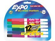 EXPO 86603 Low Odor Dry Erase Markers Fine Point Assorted 12 Set