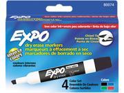 EXPO 80074 Low Odor Dry Erase Markers Chisel Tip Basic Assorted 4 Set